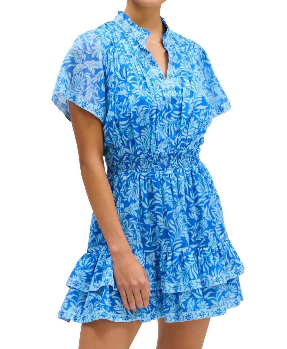NEW ALLISON NEW YORK clara mini dress in blue leaf